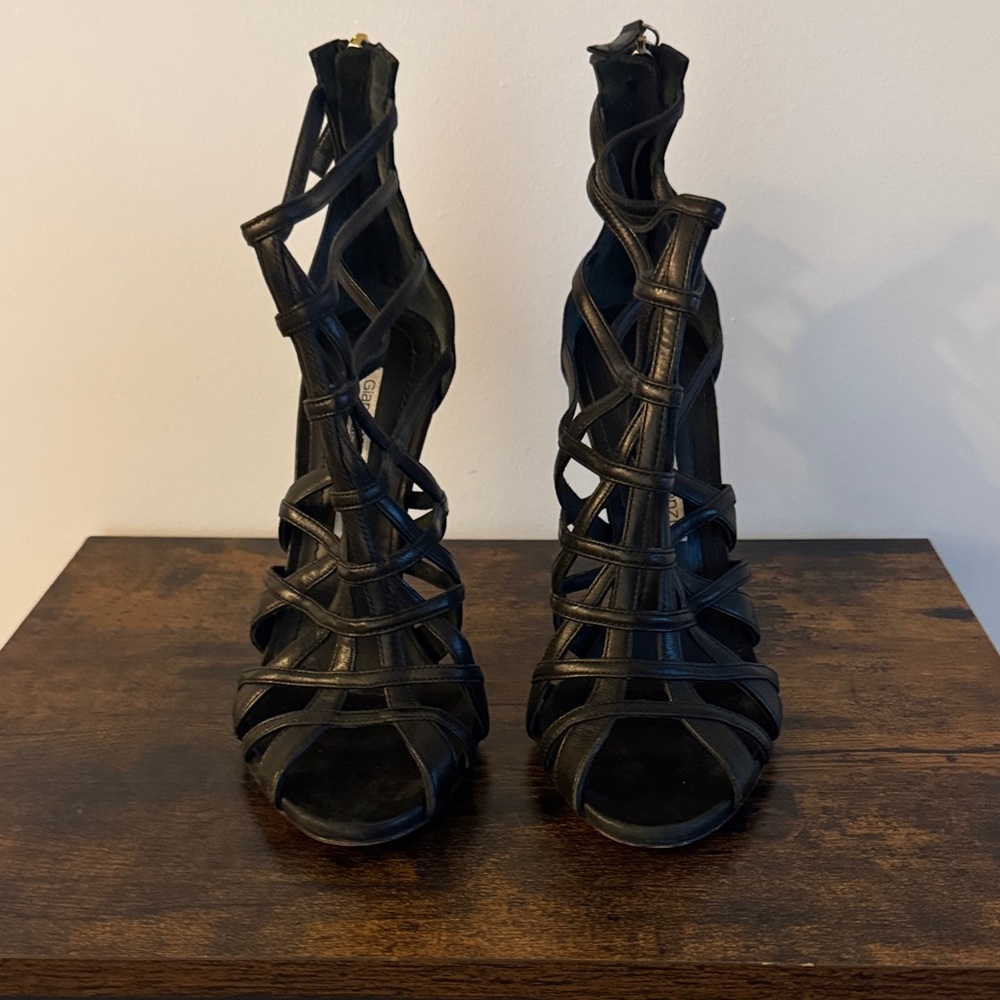 Gianmarco Lorenzi Black Strappy Cage High-Heel Sandals - Picture 2 of 6